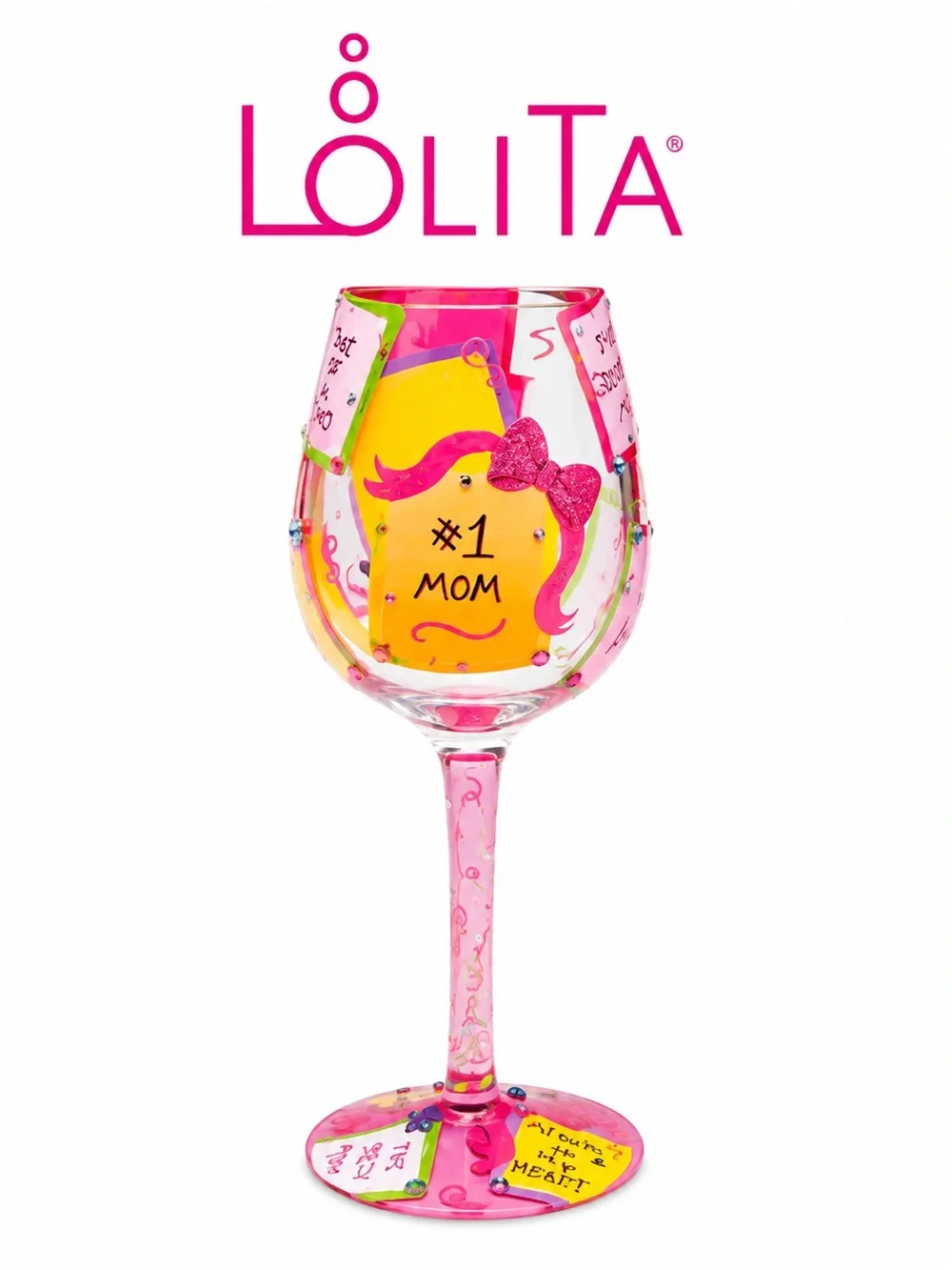 LOLITA “#1 Mom” Wine Glass with Decorative Gift Box
